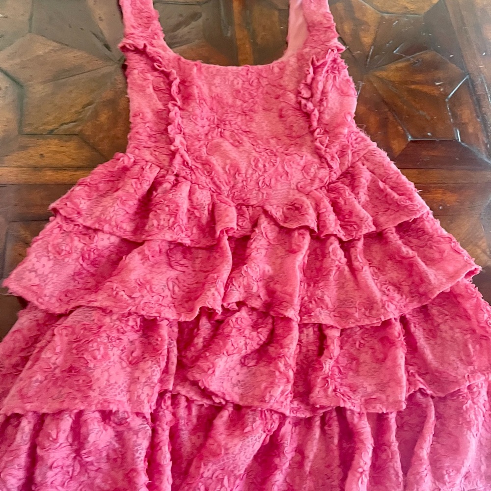 Blue Blush Pink Lace Ruffle Dress